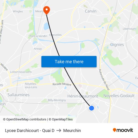 Lycee Darchicourt - Quai D to Meurchin map