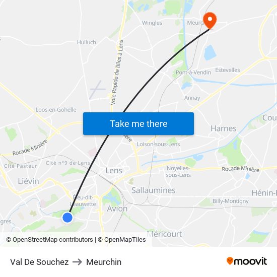 Val De Souchez to Meurchin map