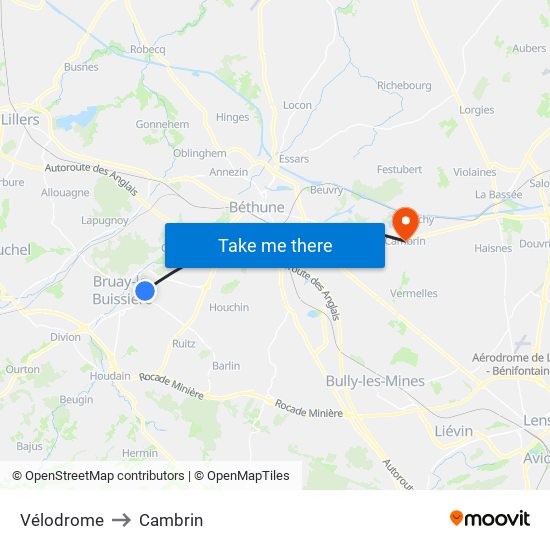 Vélodrome to Cambrin map