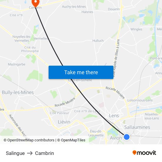 Salingue to Cambrin map