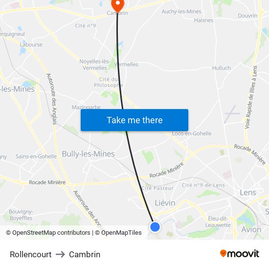 Rollencourt to Cambrin map