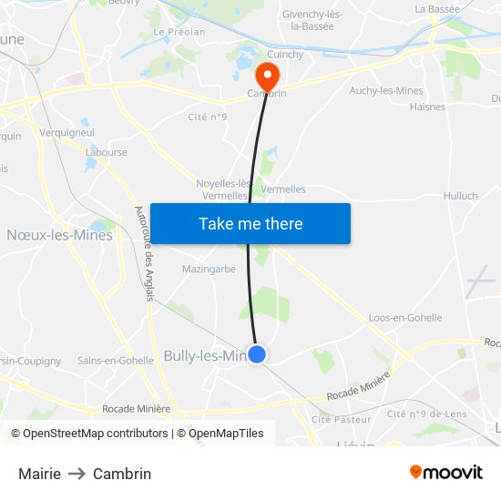 Mairie to Cambrin map