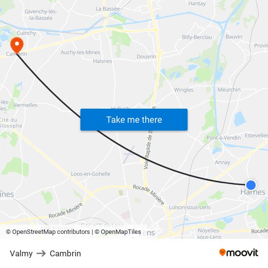 Valmy to Cambrin map