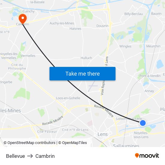 Bellevue to Cambrin map