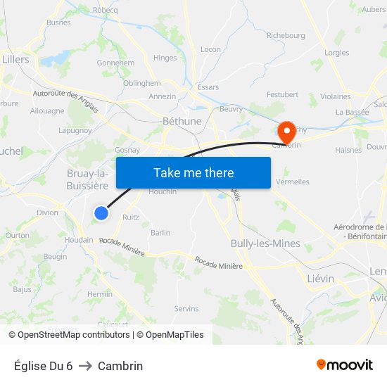 Église Du 6 to Cambrin map