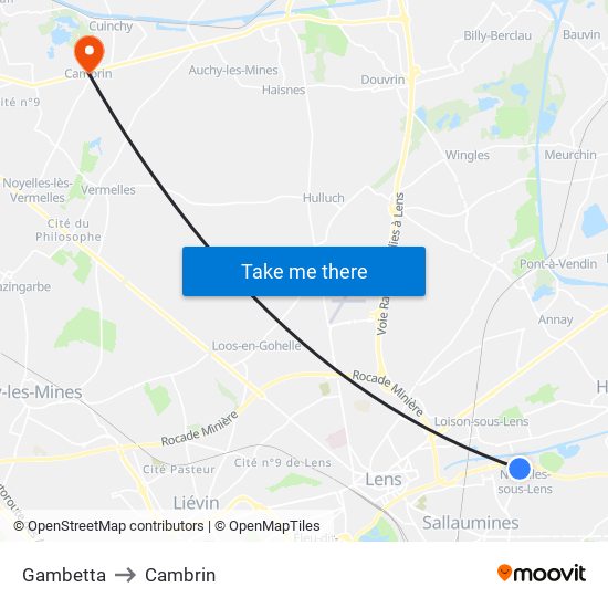 Gambetta to Cambrin map