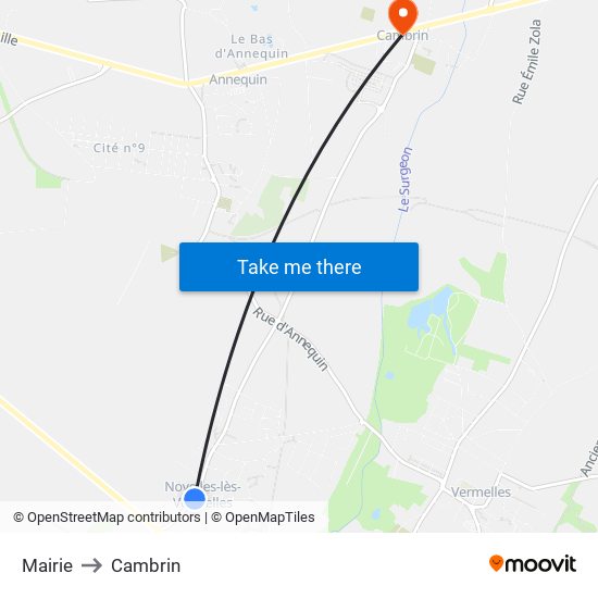 Mairie to Cambrin map