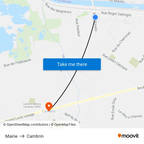 Mairie to Cambrin map