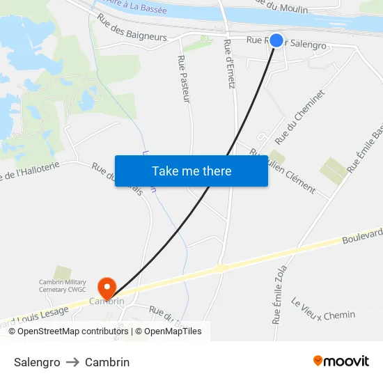 Salengro to Cambrin map