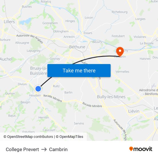 College Prevert to Cambrin map