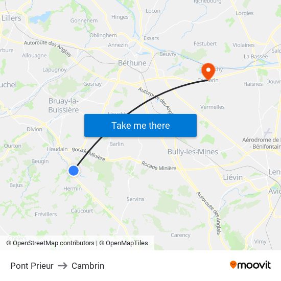 Pont Prieur to Cambrin map