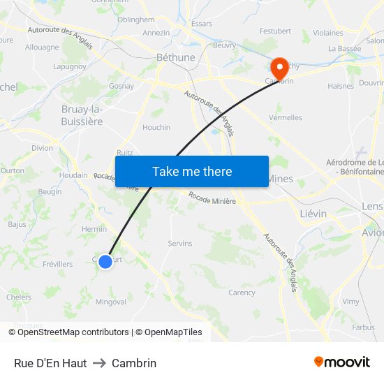 Rue D'En Haut to Cambrin map