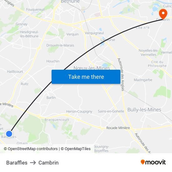Baraffles to Cambrin map