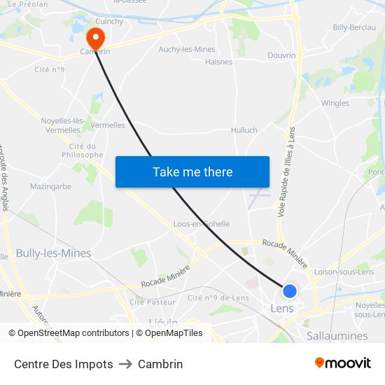 Centre Des Impots to Cambrin map