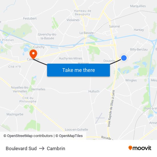 Boulevard Sud to Cambrin map