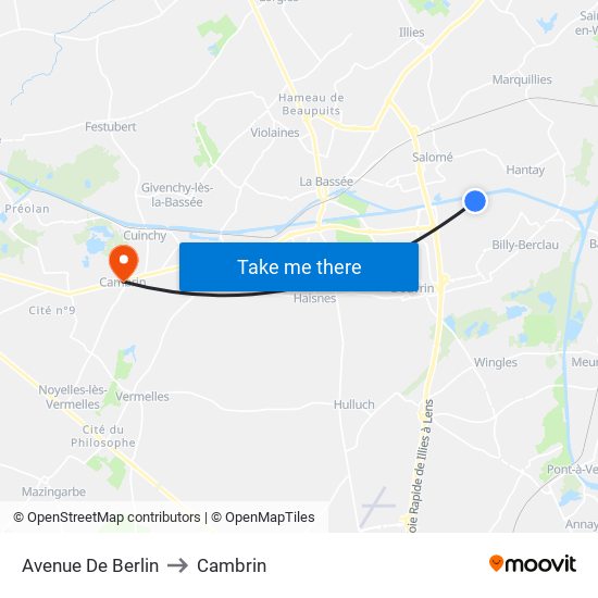 Avenue De Berlin to Cambrin map