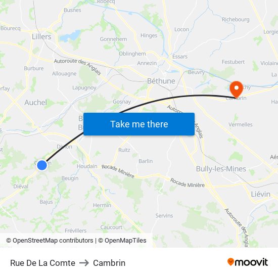 Rue De La Comte to Cambrin map