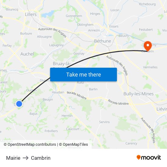 Mairie to Cambrin map