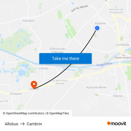 Allobus to Cambrin map