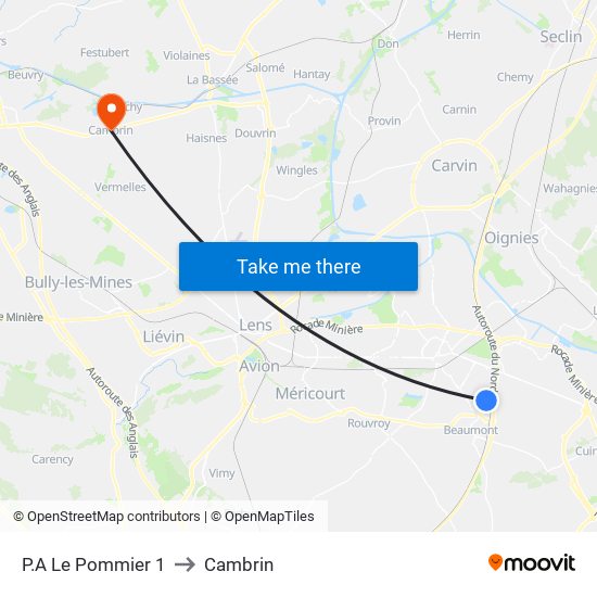 P.A Le Pommier 1 to Cambrin map