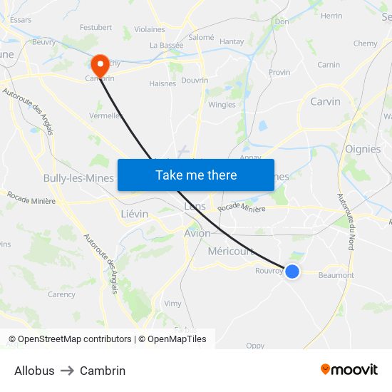 Allobus to Cambrin map