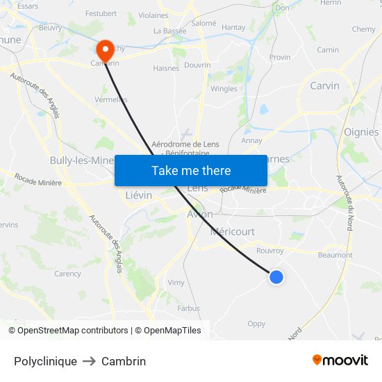 Polyclinique to Cambrin map