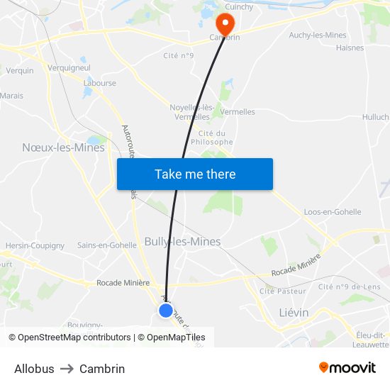 Allobus to Cambrin map