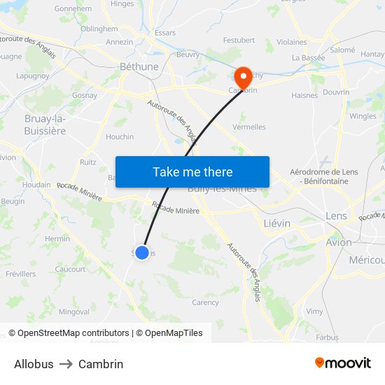 Allobus to Cambrin map