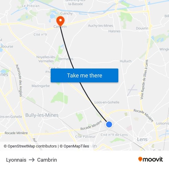 Lyonnais to Cambrin map