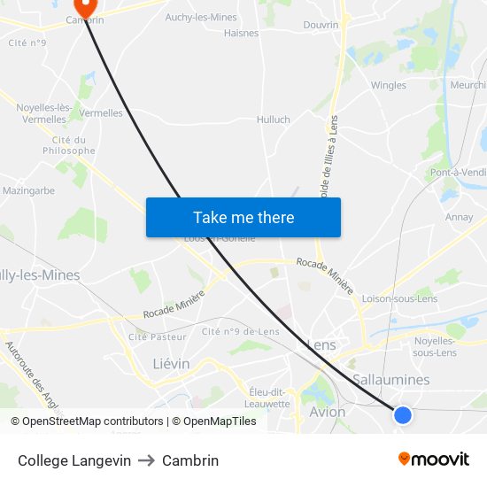 College Langevin to Cambrin map