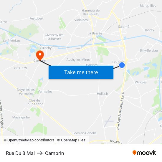 Rue Du 8 Mai to Cambrin map