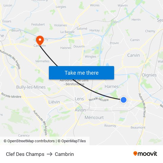 Clef Des Champs to Cambrin map