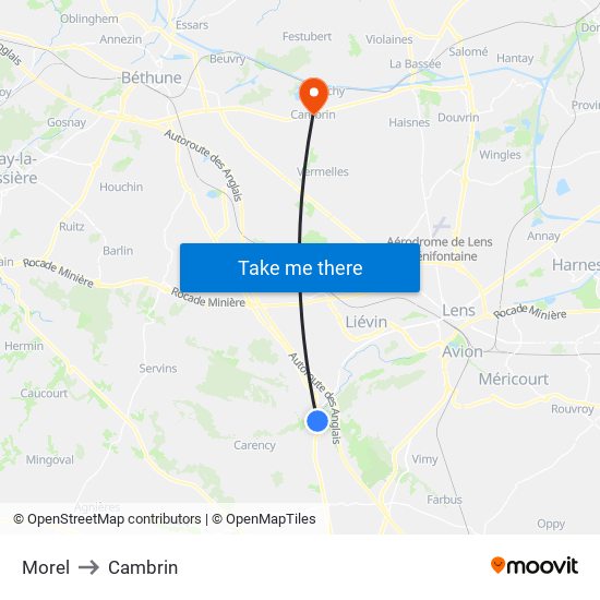 Morel to Cambrin map