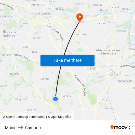 Mairie to Cambrin map