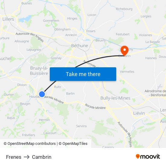 Frenes to Cambrin map