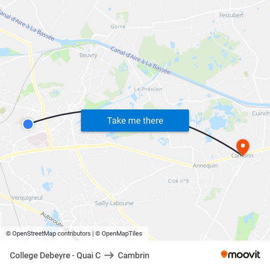 College Debeyre - Quai C to Cambrin map