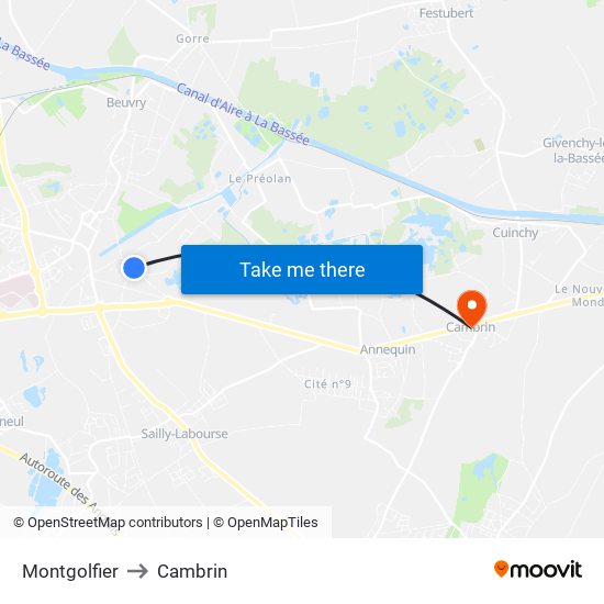Montgolfier to Cambrin map