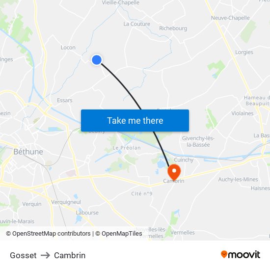 Gosset to Cambrin map