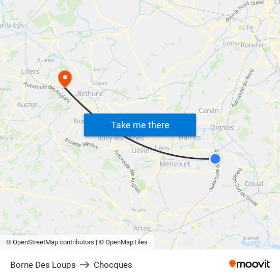 Borne Des Loups to Chocques map