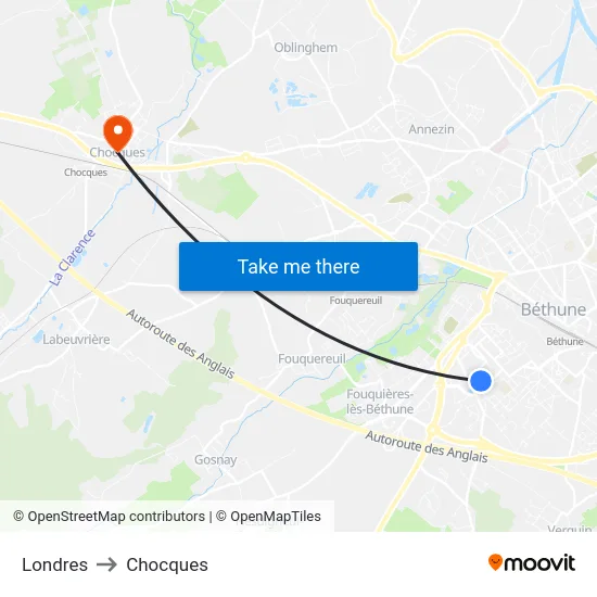 Londres to Chocques map