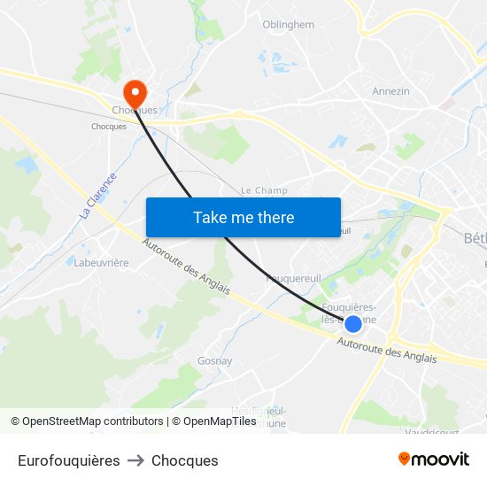 Eurofouquières to Chocques map