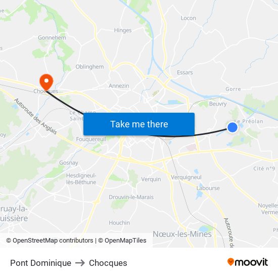 Pont Dominique to Chocques map