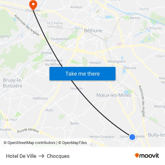 Hotel De Ville to Chocques map