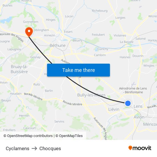 Cyclamens to Chocques map