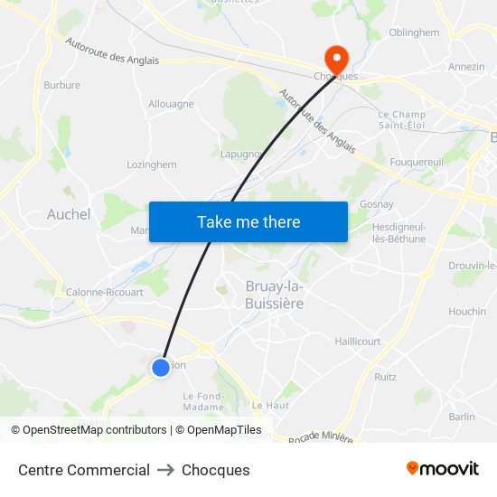 Centre Commercial to Chocques map