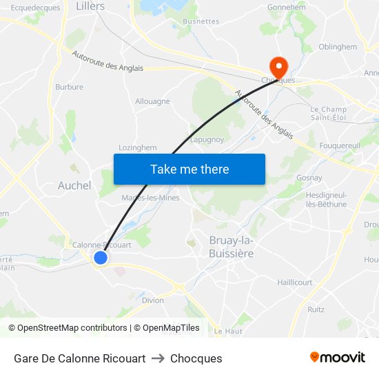 Gare De Calonne Ricouart to Chocques map