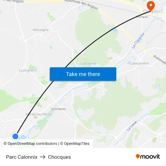 Parc Calonnix to Chocques map