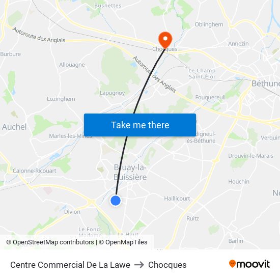 Centre Commercial De La Lawe to Chocques map