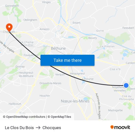 Le Clos Du Bois to Chocques map