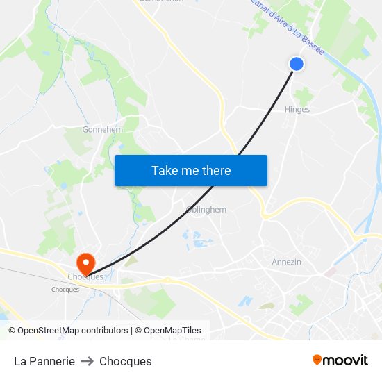 La Pannerie to Chocques map